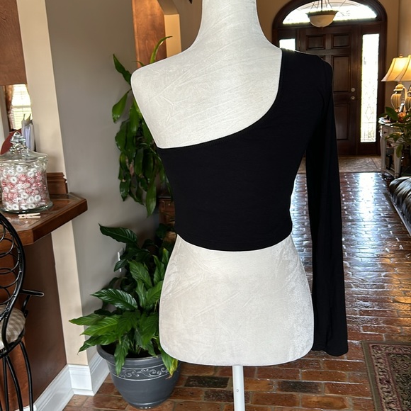 Klassy Network black one shoulder ribbed crop top szXL - Picture 7 of 12